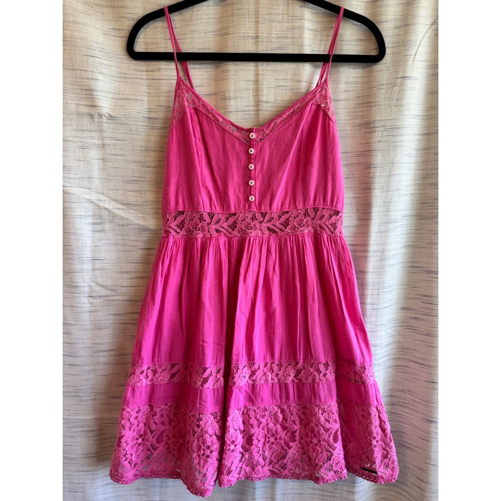 Abercrombie & Fitch Pink Lace Mini Dress Smocked Back Sleeveless Summer Womens M